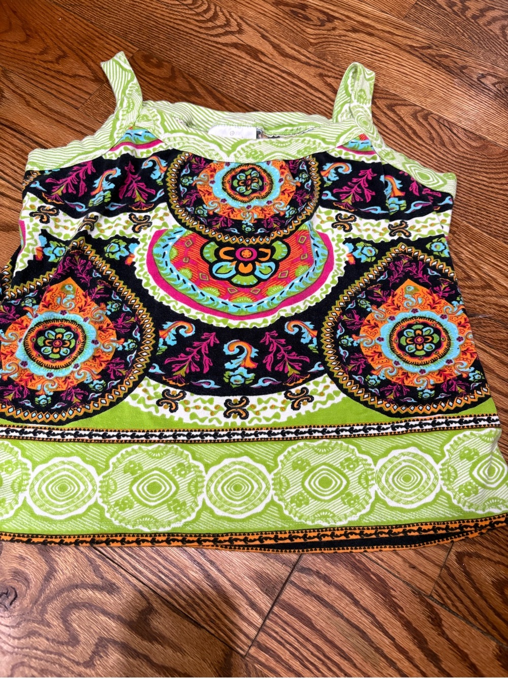 Soft Surroundings Lime Multi Medallion Tank Top